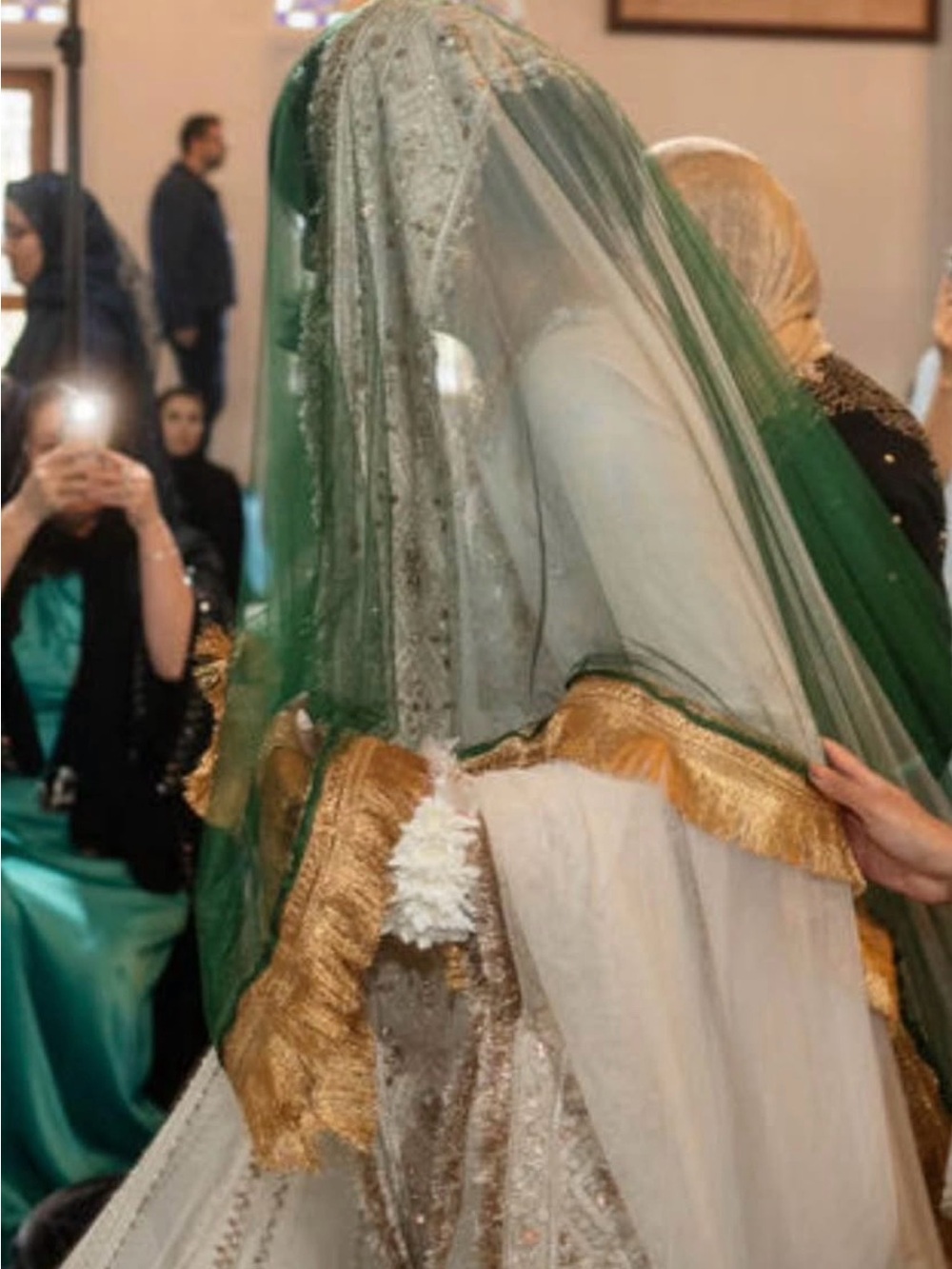 Green Veil Gold Trim